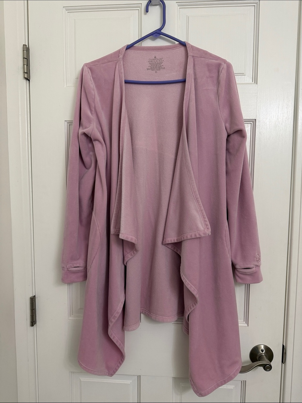Cuddl Duds Double Plush Velour Open Front Cardigan XS